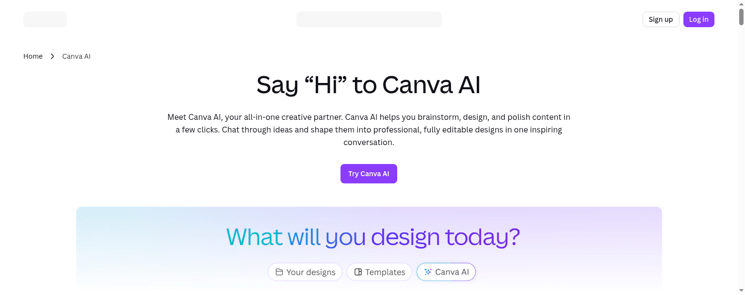 Screenshot of Canva AI (Magic Studio)