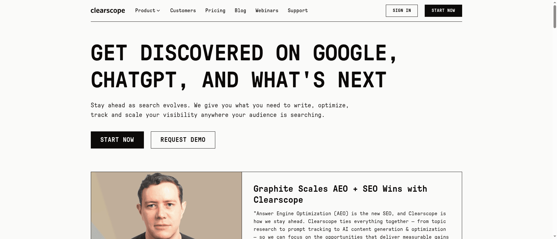 Screenshot of Clearscope